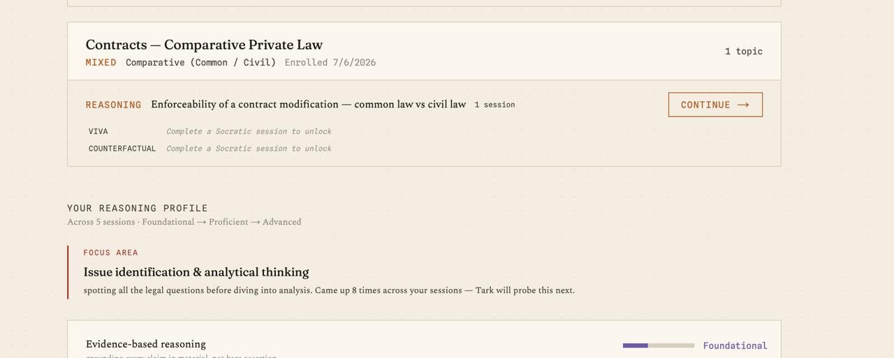 Tark reasoning profile screenshot